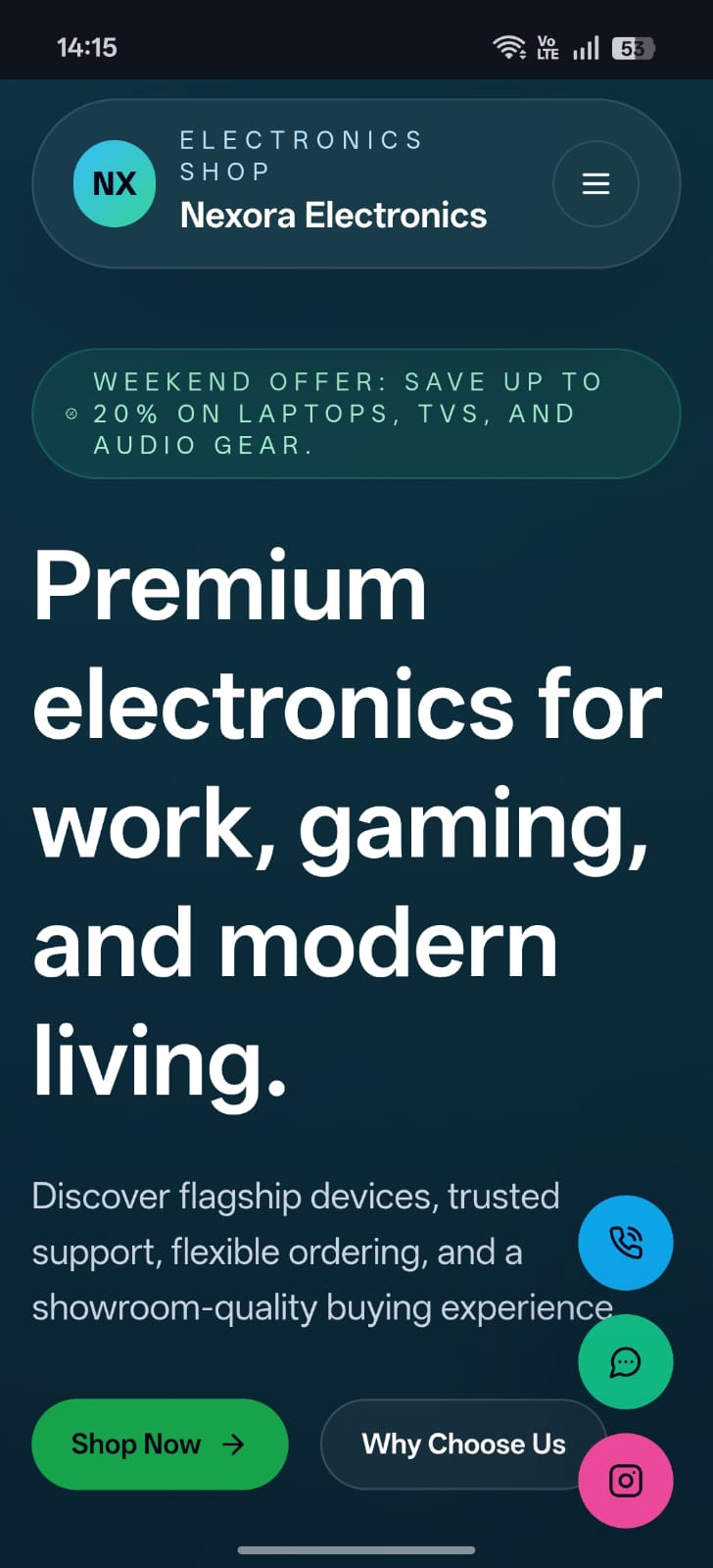 Electronic Web mobile preview